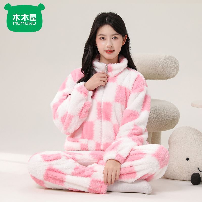木木屋法兰绒母女装睡衣家居服