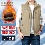 2025秋冬保暖背心无袖坎肩男士户外多口袋加绒加厚摇粒绒马甲Q1