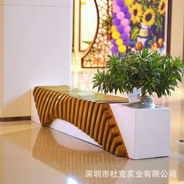 玻璃钢木纹坐凳商场花盆座椅商业美陈户外景观休闲椅休息区等候椅,商业/办公家具,等候椅系列,淘宝优惠券,粉丝福利购,淘宝优惠卷