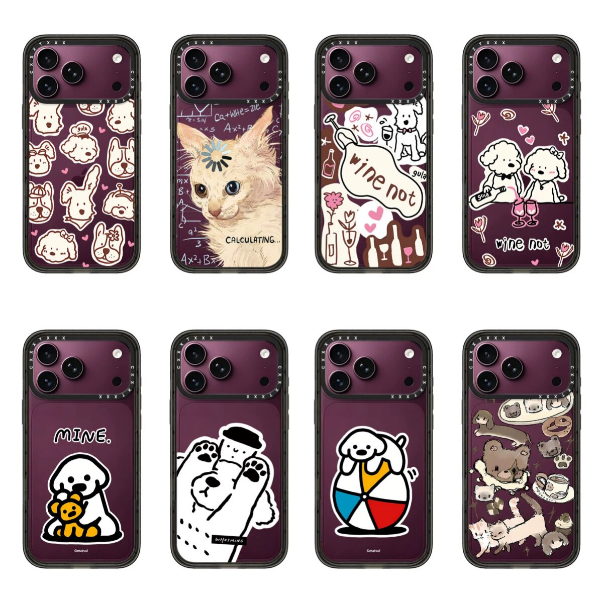 满印小狗勃艮第酒红色适用于苹果iPhone18/17ProMax卡通16pro磁吸手机壳15pro 防摔14/13promax保护套MagSafe