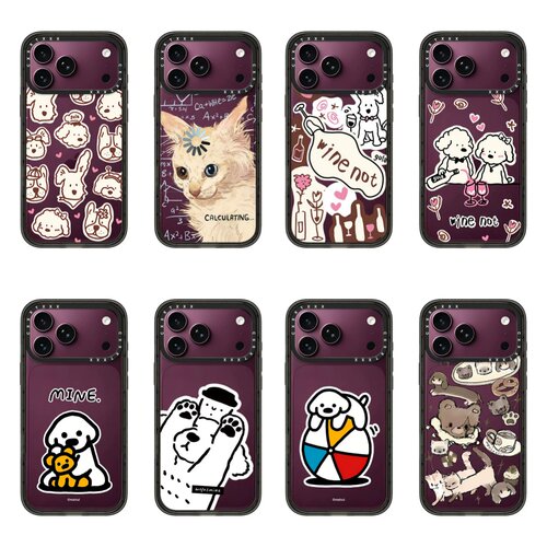 满印小狗勃艮第酒红色适用于苹果iPhone18/17ProMax卡通16pro磁吸手机壳15pro 防摔14/13promax保护套MagSafe
