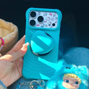 防摔保护套 14plus硅胶时尚 李常赫同款 薄荷蓝水波纹苹果17Promax手机壳适用于iPhone16Pro网红套餐磁吸保护15