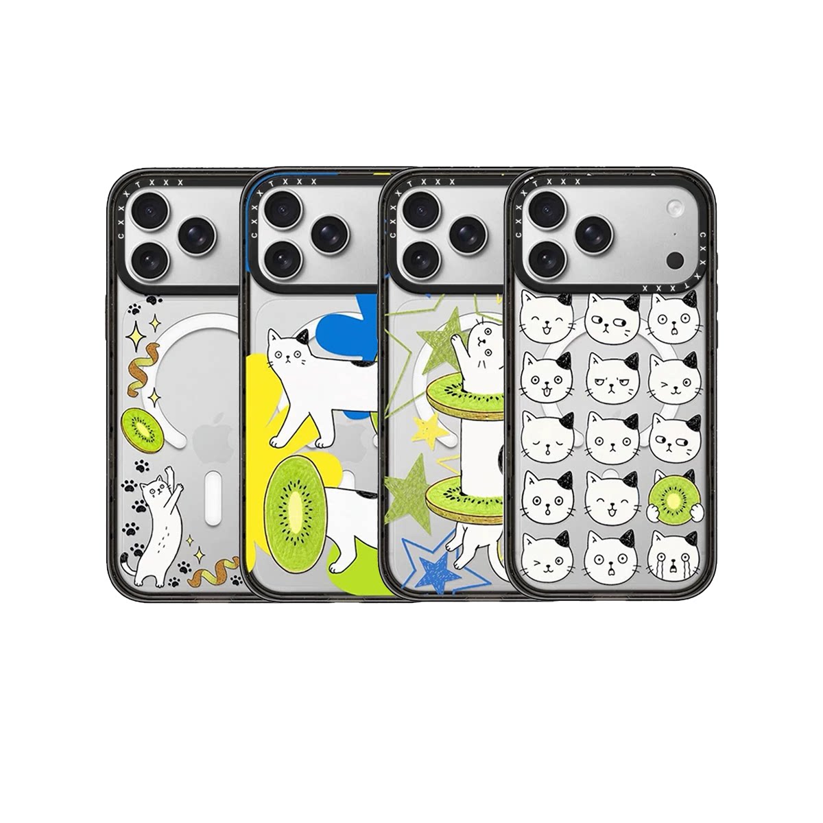 奇异果小喵咪表情包适用于苹果iPhone18/17/16/ProMax小众高级艺术萌系治愈可爱涂鸦手机壳防摔保护套MagSafe