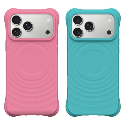 绽光粉炫彩纯色水波纹苹果17Promax手机壳适用于iPhone16Pro磁吸保护15/14plus脉冲绿硅胶时尚13防摔保护套