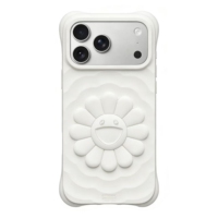 华强北代购顶版村上隆太阳花纯色白色波浪明星同款适用苹果iPhone17/16/15/ProMax/14/Pro/PM防摔硅胶手机壳