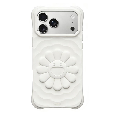 华强北代购顶版村上隆太阳花纯色白色波浪明星同款适用苹果iPhone17/16/15/ProMax/14/Pro/PM防摔硅胶手机壳