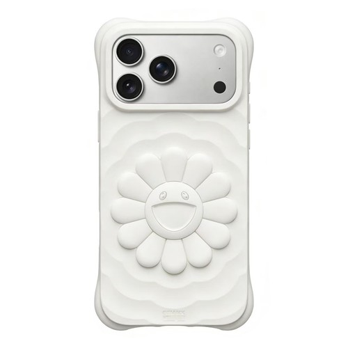 华强北代购顶版村上隆太阳花纯色白色波浪明星同款适用苹果iPhone17/16/15/ProMax/14/Pro/PM防摔硅胶手机壳