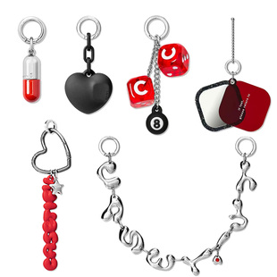 红色极繁挂链钥匙圈手机挂件时尚 多功能配件包包挂饰女华强北代购