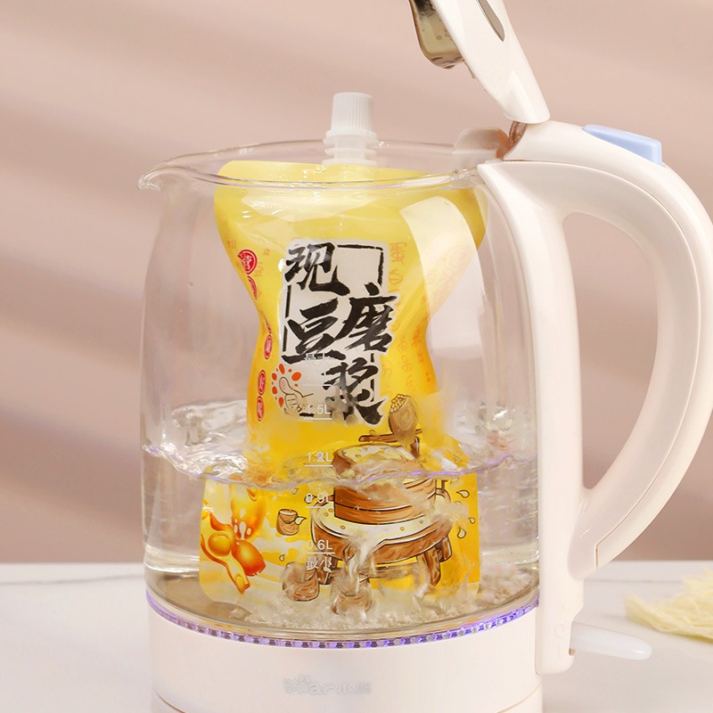自立一次性现磨早餐豆浆杯代透明加厚耐高温外卖商用打包吸嘴袋子
