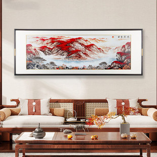 饰画万里长城铜雕画办公室靠山图山水画国画高档 客厅沙发背景墙装