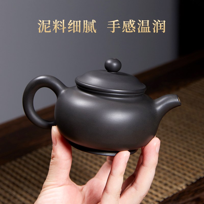 云南建水紫陶专用泡茶壶名家李昊非紫砂全纯手工黑色仿古壶套装