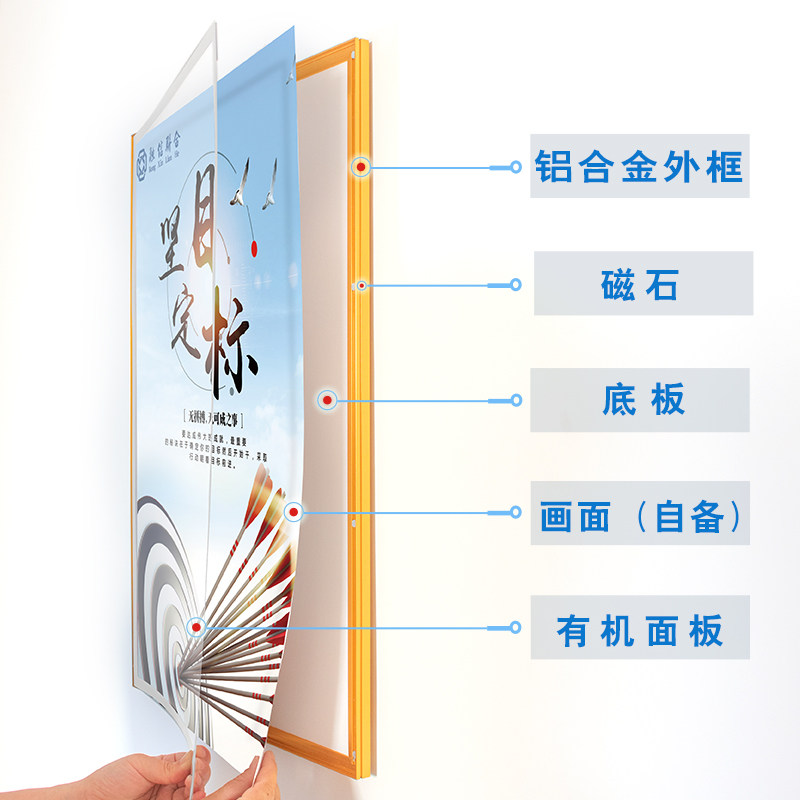 磁吸广告框架启式海报框铝合金展示框画框磁力相框挂墙