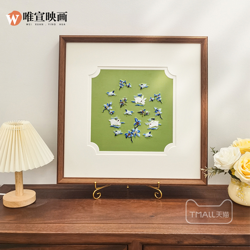 【非遗苏绣】新中式装饰画客厅卧室房柜台摆画中国风艺术刺绣挂画图片