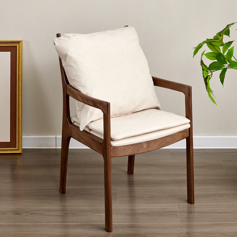 新款 北美黑胡桃木全实木扶手餐椅日式简约靠背沙发椅樱桃木橡木