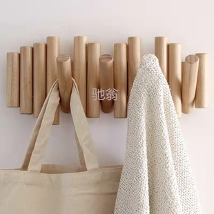 新款 z%北欧实木衣帽架挂墙挂衣架玄关衣帽钩衣架落地立式墙上免