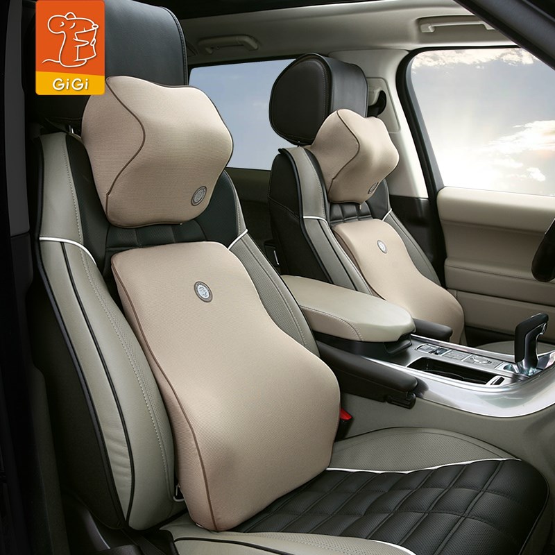 GiGi汽车头枕腰靠套装车用靠垫腰托竹炭记忆棉內芯 美观耐用