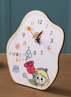 装饰桌面摆件时钟静音钟表床头柜创意可爱儿童房新款台式座钟简约
