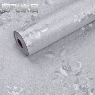 自粘防水特 银灰色玫瑰壁纸家用墙壁纸自贴卧室C墙纸客厅2021新款