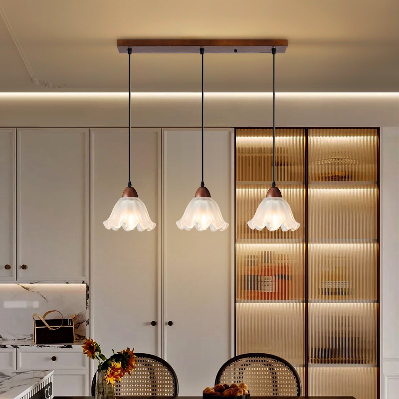 22新款中古风餐厅吊灯三头桃木色卧室床头单头吊灯走廊过道吊灯