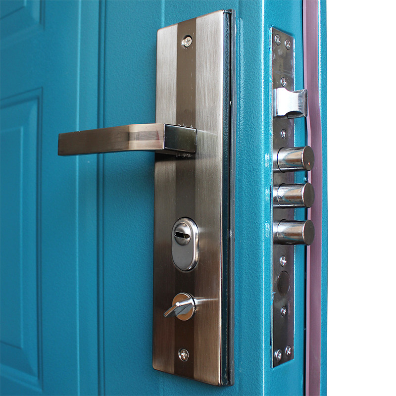 蓝色防盗门家用进户门入户门单门学校教室门储藏室外钢质门工程门