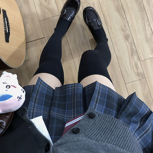 花千猪原创 津川格裙           jk制服校供感百褶裙蓝格百搭jk裙