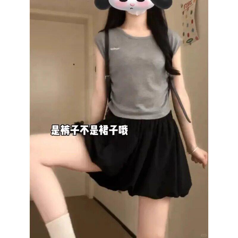 白色花苞短裙裤女春夏202