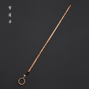 红湘妃竹教鞭镶牛角戒尺 手工制老料竹节长鞭竹茶玩 文玩手把件