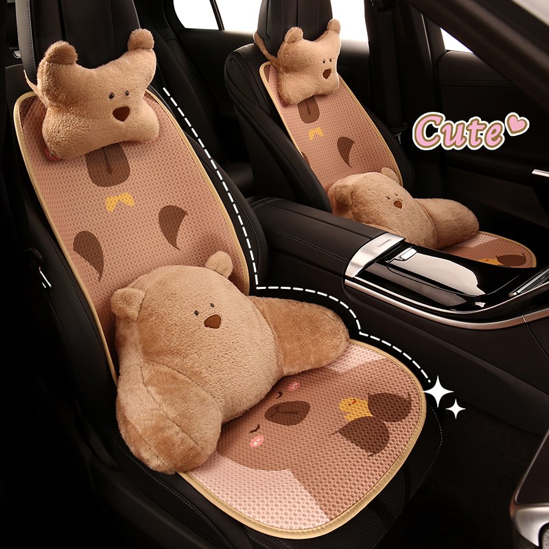 汽车坐垫四季通用可爱卡皮巴拉豚鼠座椅垫单片车内透气防滑三件