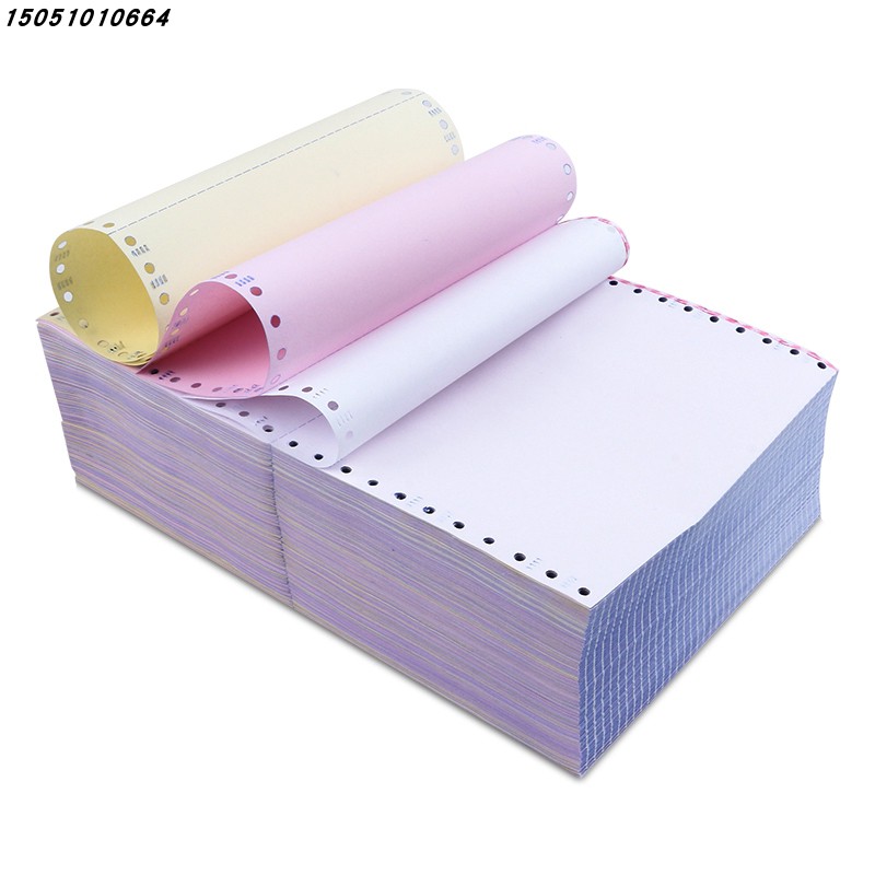 19*1mm 两联三联三等分电脑针式打印纸白粉无碳入库单送货单