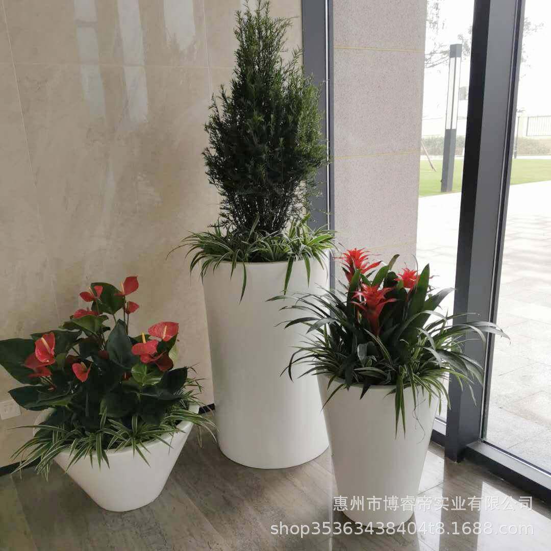 户外景观市政玻璃钢花箱售楼部金色花钵机场公共美陈花器商场花盆