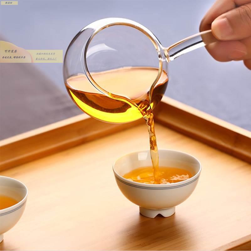 工耐手热璃茶长把手ADU玻柄茶海公道杯功夫茶具透盏明玻璃分茶器