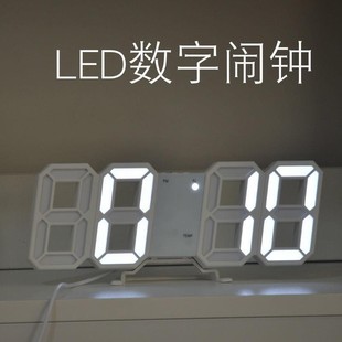 ins韩国简约3D夜光LED数字钟时钟智能创意多功能挂钟桌电子闹钟