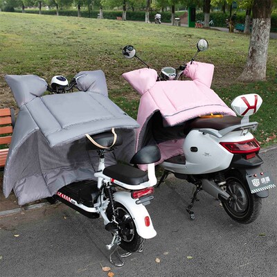 冬季电动车挡风被加绒加厚PU皮尤款踏板摩托车挡风罩冬天防风保暖