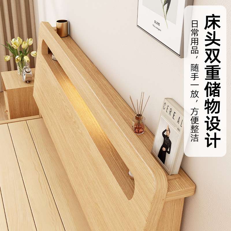 W1TR实木床简约现代双人床架1.5米经济型工厂直销1.2单人床出租房