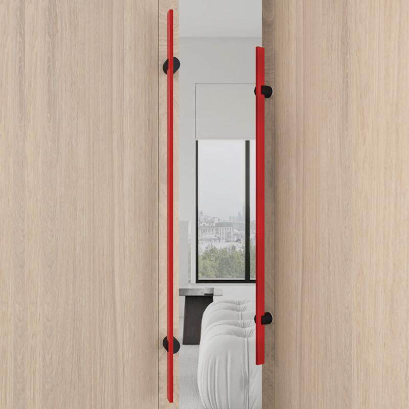 不锈钢拉手红色方圆极简玻璃门把手独特设计极细方管大门木门把手
