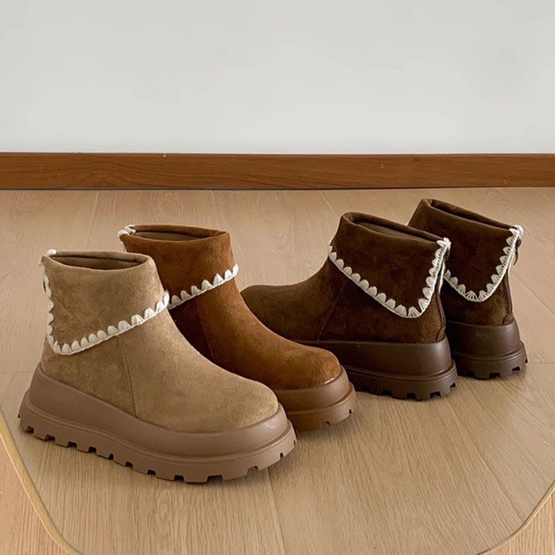 复古棕色英伦风厚底马丁靴女2025新款秋冬配裙子加绒雪地勃肯短靴