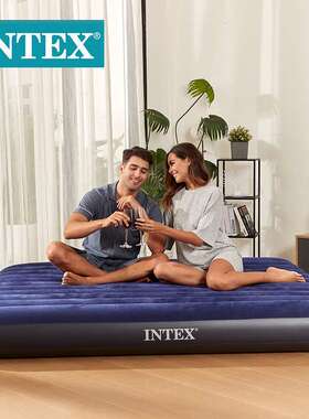 intex 64759植绒充气床垫家用双人床单人户外便携午休床充气垫