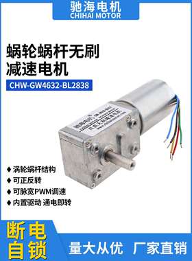 工厂直销Gw4632Bl2838蜗轮无刷减速电机低速高转矩12V 24V