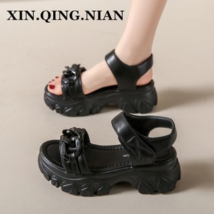 小码 厚底老爹凉鞋 增高运动松糕软底休闲沙滩鞋 女i2024年夏季 新款