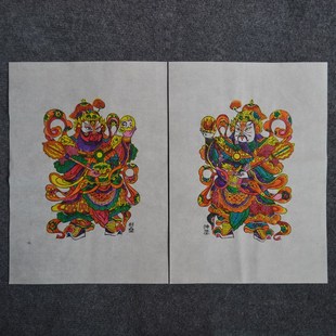 朱仙镇木年画岳飞韩世忠郁垒神荼创新年画九色印手工非遗