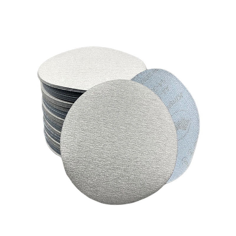 志坷植绒砂纸片5寸圆盘自粘式白砂纸125圆形抛光片漆面木工打磨片