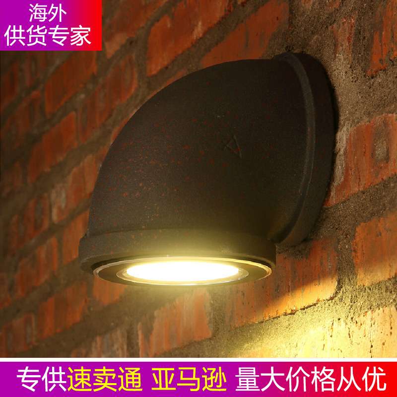 美式复古单头水管壁灯 铁艺灯LOFT创意楼梯灯工业风灯饰厂家