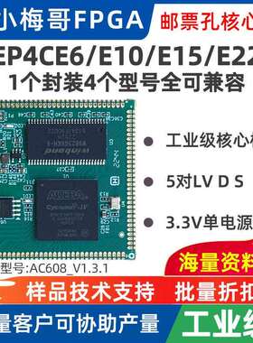 【E22有货】小梅哥AC608 FPGA 工业级 邮票孔核心板 EP4CE22/CE10