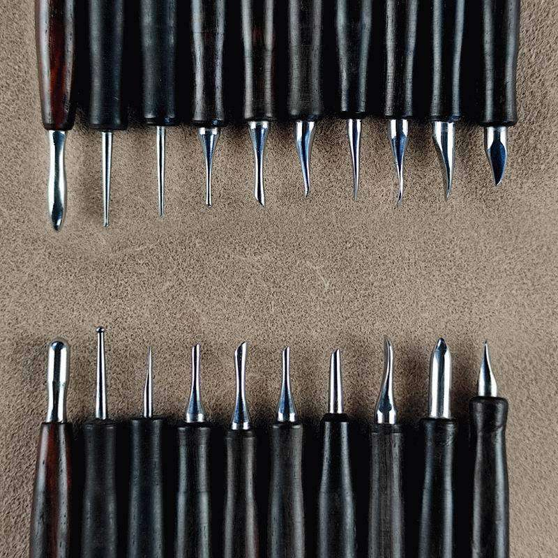 皮革塑形起鼓压擦器写实动物精细毛发肌理皮雕不锈钢工具10件套