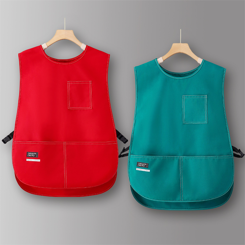 防油2024新款马甲式围裙厨房家用耐磨工作服女坎肩可定制logo印字