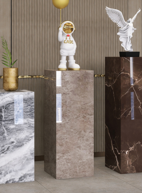 现轻奢客厅玄关落地岩板摆件底座展示台电视柜旁装饰艺术品摆台