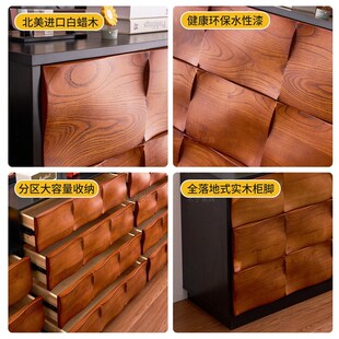 法式中古风涟漪斗柜客厅复古卡门柜组合实木大储物柜卧室床边柜子