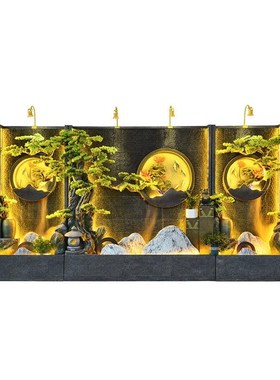 大型水幕墙流水假山喷泉景观酒店客厅屏风庭院别墅鱼池流水墙公司