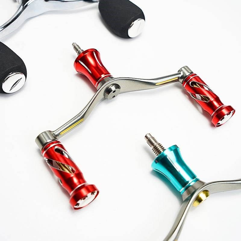 渔轮双头摇把通用手柄纺车轮平衡杆鱼线轮摇臂改装全金属配件渔具