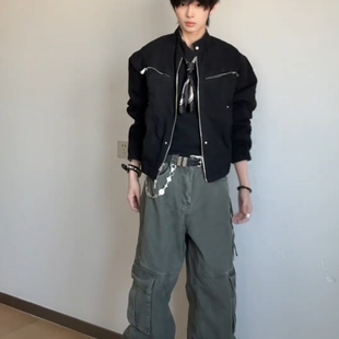 cleanfit外套男款 美式 復古工裝 夾克高級感立領棒球服 春秋季